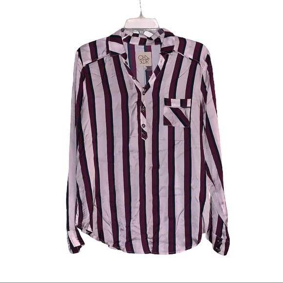 NEW Chaser Silky Basics Henley Shirt L Stripes - Picture 3 of 8